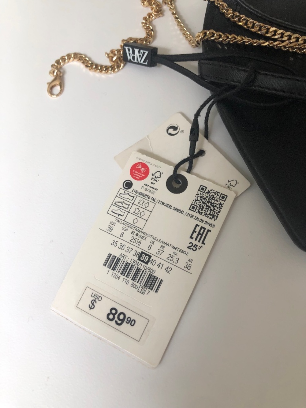 Zara Chain Detail Heeled Leather Sandals - Picture 8 of 8